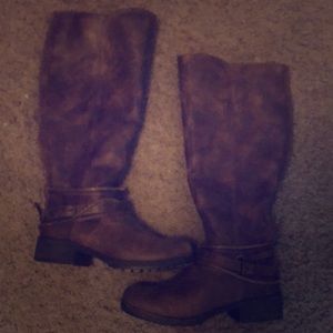 Brown leather riding boots